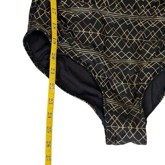 Nip Tuck Swim Deco Foil Louise One Piece Swimsuit Size 6 Black Gold Multi Cup Sz - Picture 14 of 14